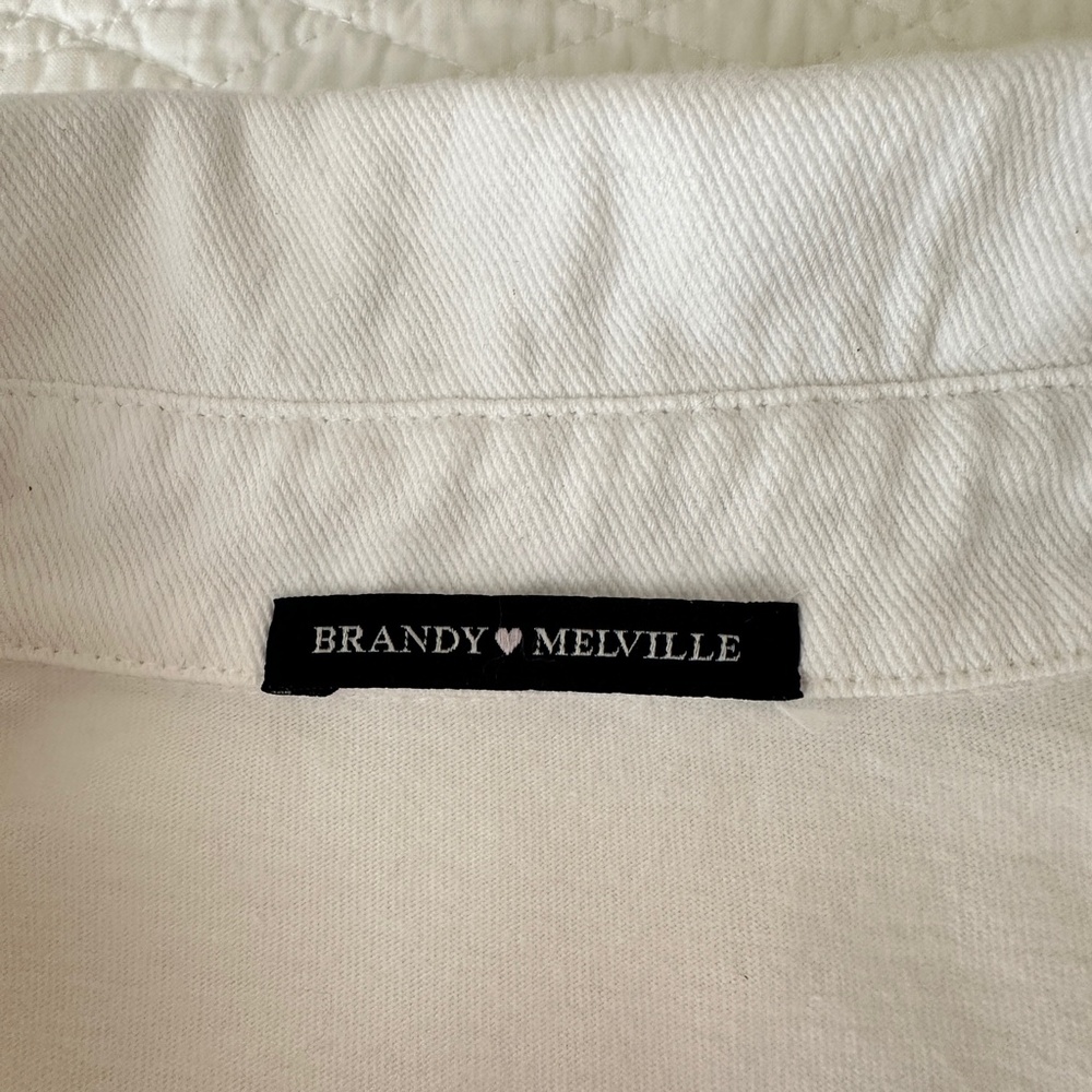 Brandy Melville Gertrude Polo Shirt Short Sleeved White Cotton - Picture 2 of 8